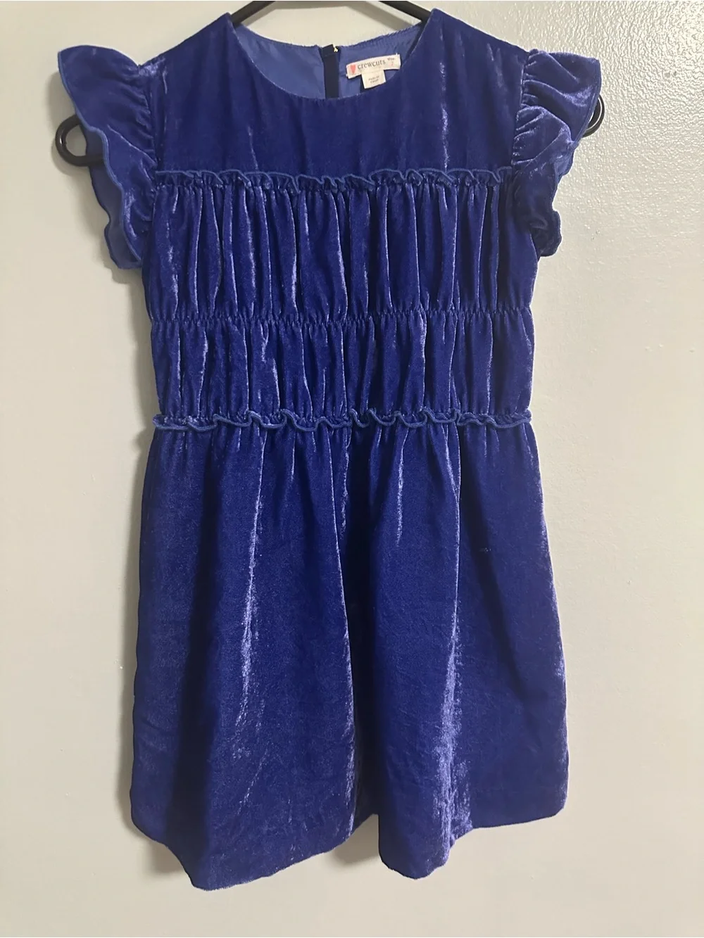 Crewcuts Plush Velvet Dress in Deep Blue Size 7